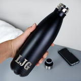 Personalised Initials Black Metal Insulated Drinks Bottle Personalised Initials Black Metal Insulated Drinks Bottle PMC poppystop.com