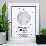 Personalised Baby To The Moon and Back White Framed Print-PMC-Poppy Stop