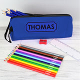 Personalised Pencil Case with Personalised Pencils - Blue