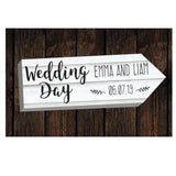 Personalised Wedding Day White Arrow Metal Sign-Poppy Stop-Poppy Stop