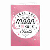 Personalised To The Moon & Back Pink Card-Poppy Stop-Poppy Stop