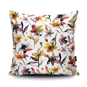 Beautiful Ink Flowers Yellow Cushion-Poppy Stop-Poppy Stop