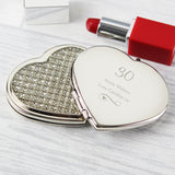 Personalised Swirls & Hearts Diamante Heart Compact Mirror