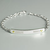 Personalised Two Names Sterling Silver and 9ct Gold Bar Bracelet