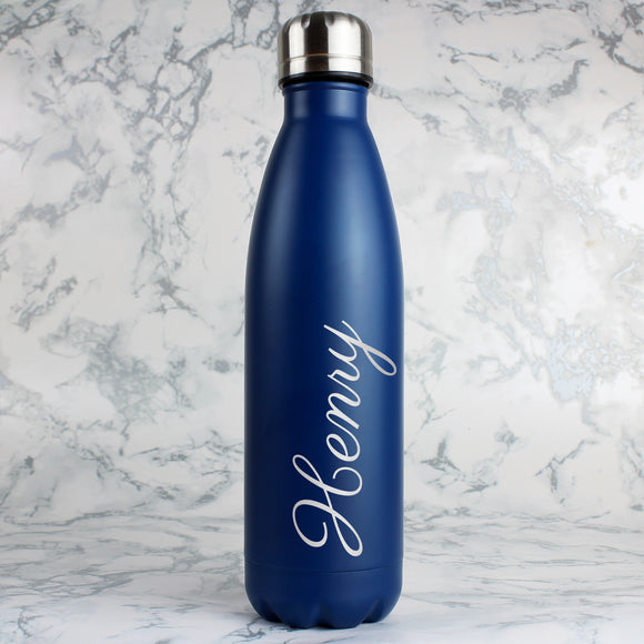 Personalised Blue Metal Insulated Drinks Bottle Personalised Blue Metal Insulated Drinks Bottle PMC poppystop.com