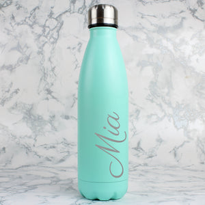 Personalised Mint Green Metal Insulated Drinks Bottle poppystop.com PMC
