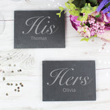 Personalised His and Hers Slate Coaster Set-Poppy Stop-Poppy Stop