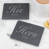 Personalised His and Hers Slate Coaster Set-Poppy Stop-Poppy Stop