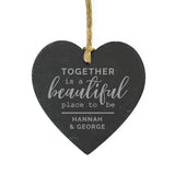Personalised Together Slate Heart Decoration-Poppy Stop-Poppy Stop