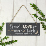 Personalised I love you Hanging Slate Plaque