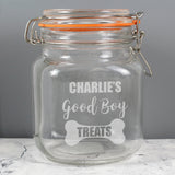 Personalised Good Boy Treats Glass Kilner Jar