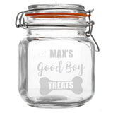 Personalised Good Boy Treats Glass Kilner Jar