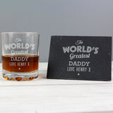 Personalised "The Worlds Greatest" Whisky Tumbler & Slate Coaster Set-PMC-Poppy Stop