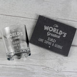Personalised "The Worlds Greatest" Whisky Tumbler & Slate Coaster Set-PMC-Poppy Stop