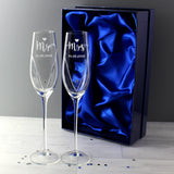 Personalised Hand Cut Mr & Mrs Pair of Flutes with Swarovski Elements in Gift Box-Poppy Stop-Poppy Stop