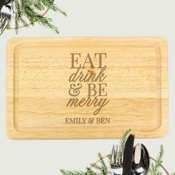 Personalised Eat Drink & Be Merry Rectangular Chopping Board
