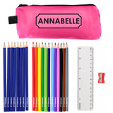 Pink Pencil Case with Personalised Pencils