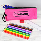 Pink Pencil Case with Personalised Pencils