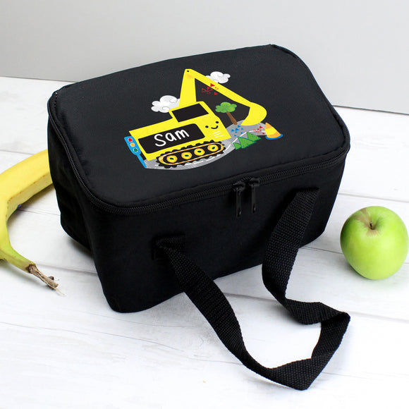 Personalised Digger Black Lunch Bag Personalised Digger Black Lunch Bag PMC poppystop.com