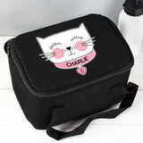 Personalised Cute Cat Black Lunch Bag Personalised Cute Cat Black Lunch Bag PMC poppystop.com