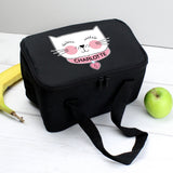 Personalised Cute Cat Black Lunch Bag Personalised Cute Cat Black Lunch Bag PMC poppystop.com poppystop.com