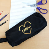 Personalised Gold Heart Black Pencil Case Personalised Gold Heart Black Pencil Case PMC poppystop.com