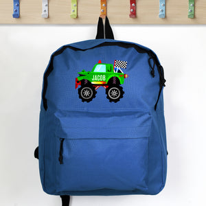 Personalised Monster Truck Backpack - Blue Personalised Monster Truck Backpack PMC poppystop.com