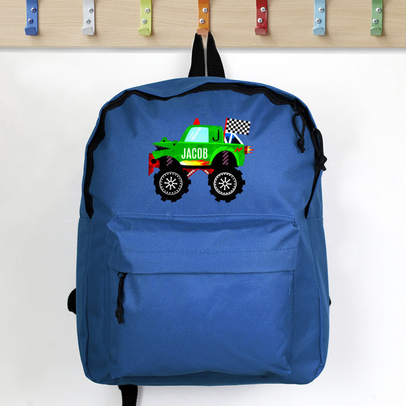 Personalised Monster Truck Backpack - Blue Personalised Monster Truck Backpack PMC poppystop.com