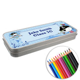 Personalised Pirate Pencil Tin with Pencil Crayons