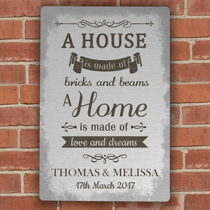 Personalised Metal Sign - 'A House Is Made Of...'