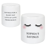 Personalised Eyelashes Ceramic Money Box
