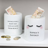 Personalised Eyelashes Ceramic Money Box