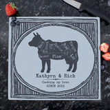 Personalised Meat Cuts Glass Chopping Board/Worktop Saver-PMC-Poppy Stop