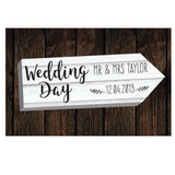 Personalised Wedding Day White Arrow Metal Sign-Poppy Stop-Poppy Stop