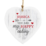 Personalised My Happy Ending Wooden Heart Decoration-Poppy Stop-Poppy Stop