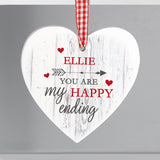Personalised My Happy Ending Wooden Heart Decoration-Poppy Stop-Poppy Stop