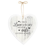 Personalised Love Story 22cm Large Wooden Heart Decoration-Poppy Stop-Poppy Stop