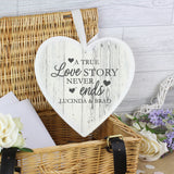 Personalised Love Story 22cm Large Wooden Heart Decoration-Poppy Stop-Poppy Stop