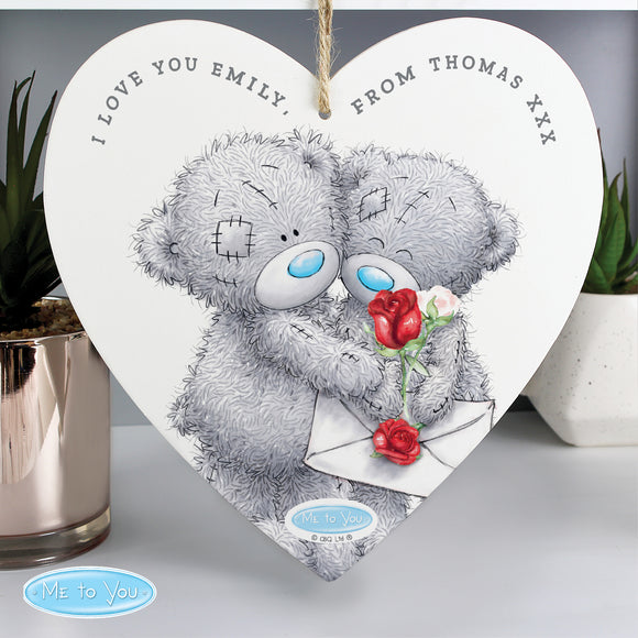 Personalised Me to You Valentine 22cm Large Wooden Heart Decoration-Poppy Stop-Poppy Stop