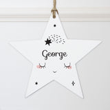 Personalised Baby Moon Wooden Star Decoration-PMC-Poppy Stop